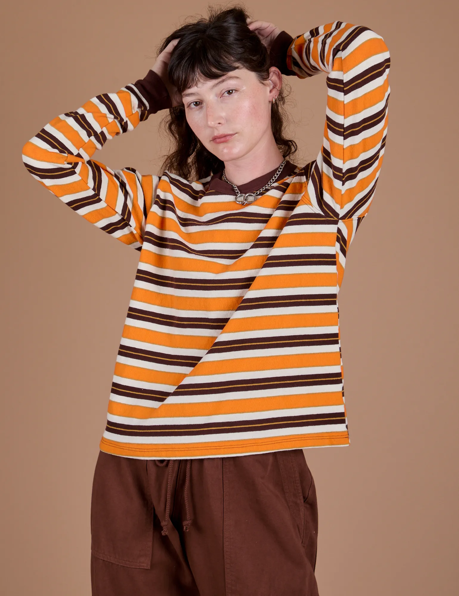 Long Sleeve Striped Burly Tee - Orange sold by Big Bud Press product image thumbnail 3