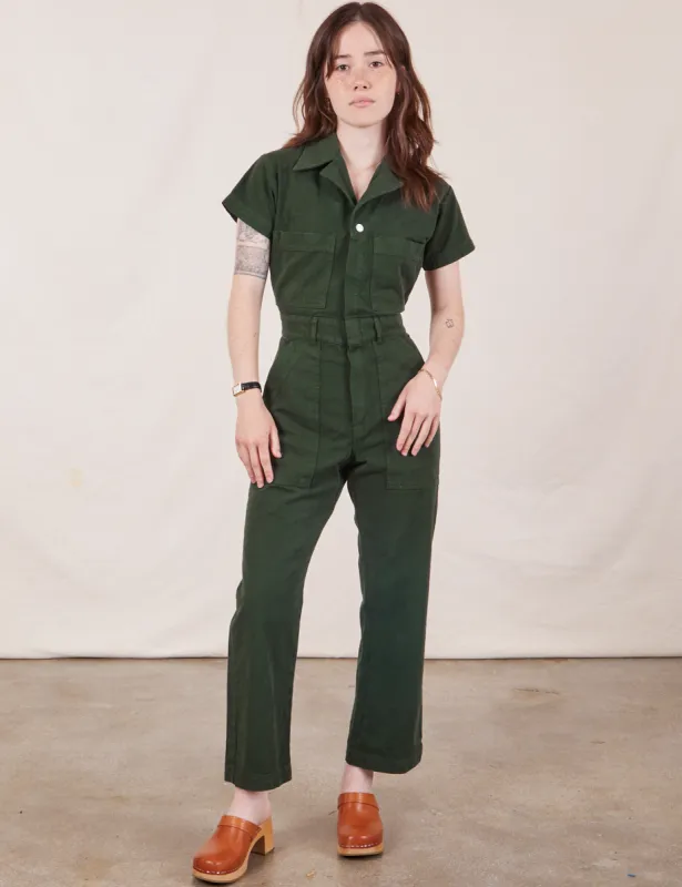 Petite Short Sleeve Jumpsuit - Swamp Green sold by Big Bud Press