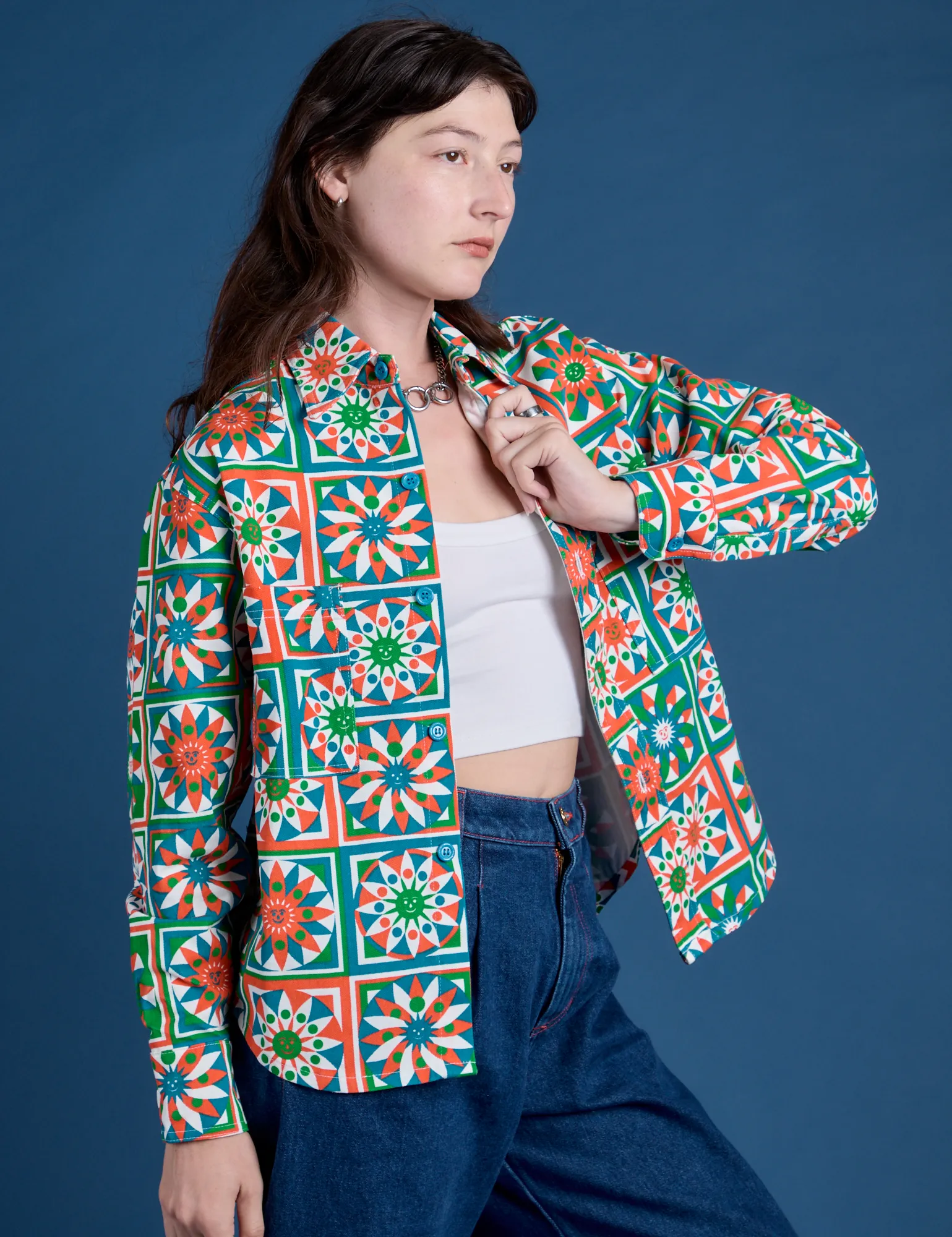 Cropped Overshirt - Quilt Print sold by Big Bud Press product image thumbnail 4
