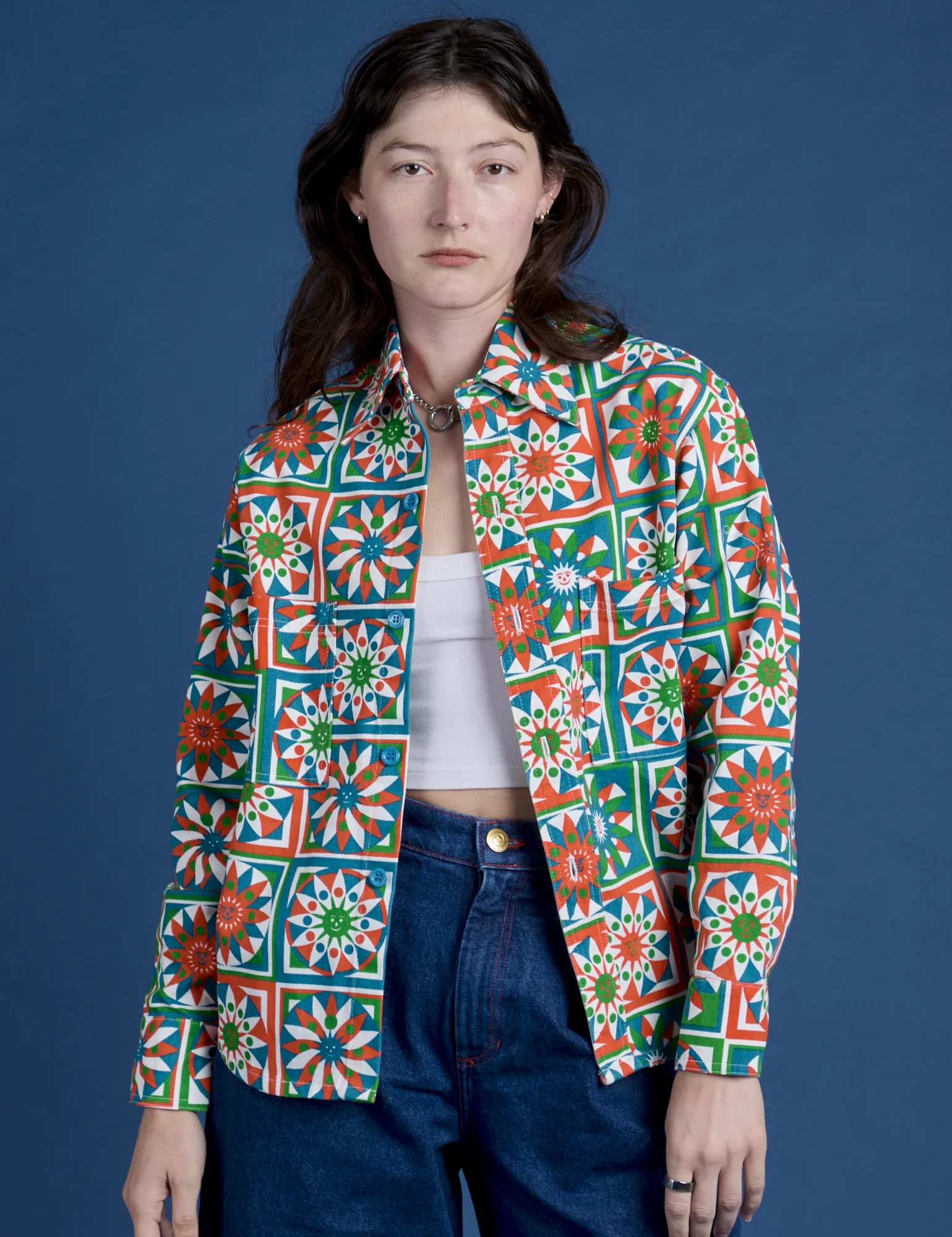 Cropped Overshirt - Quilt Print sold by Big Bud Press