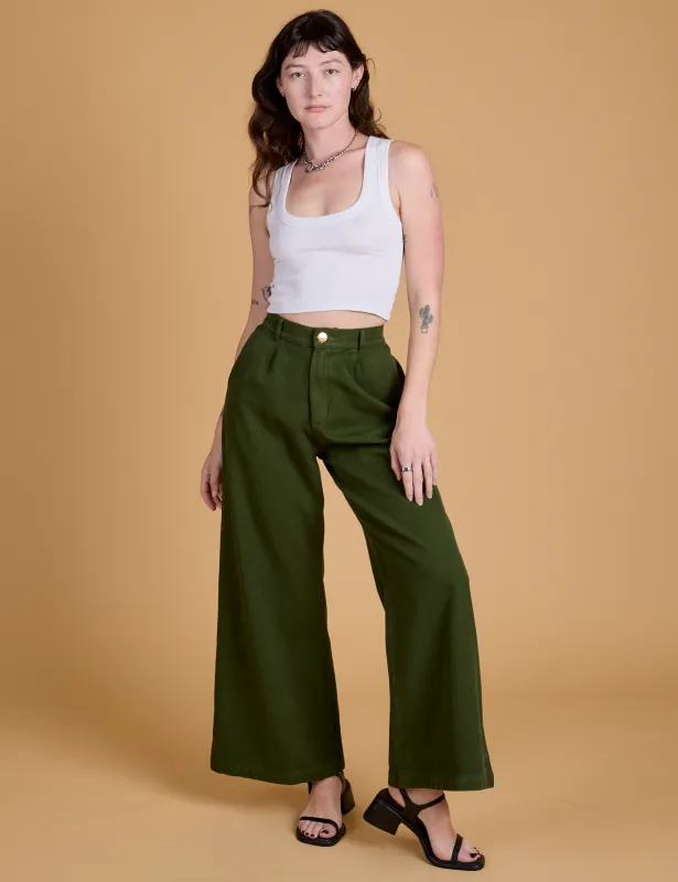 Heritage Wide Leg Trousers - Evergreen sold by Big Bud Press