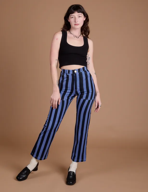 Black Stripe Work Pants - Cornflower Blue sold by Big Bud Press