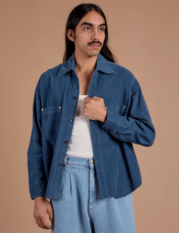 Cropped Corduroy Overshirt - French Blue sold by Big Bud Press