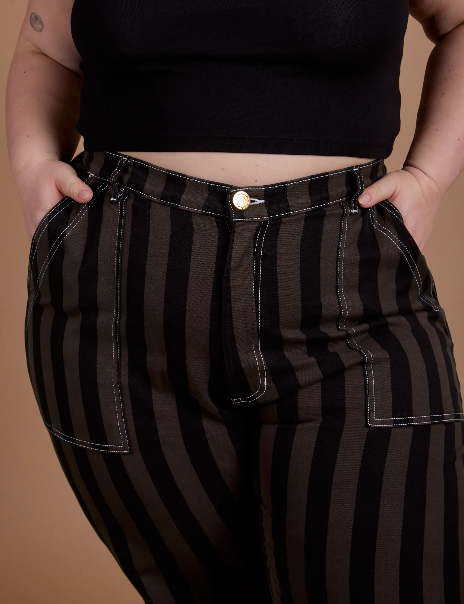 Black Stripe Work Pants - Espresso Brown sold by Big Bud Press product image thumbnail 4