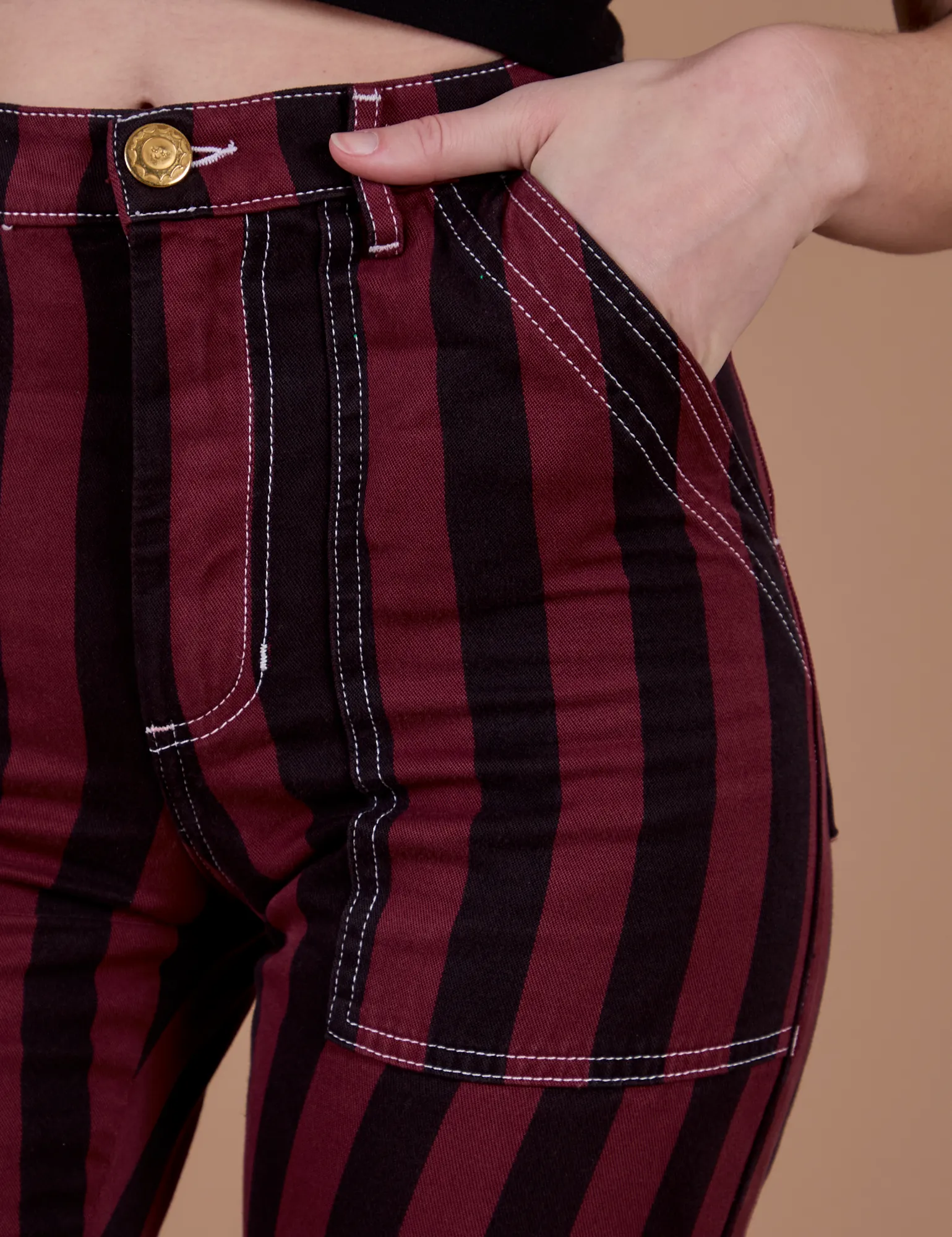 Black Stripe Work Pants - Red Wine sold by Big Bud Press product image thumbnail 4