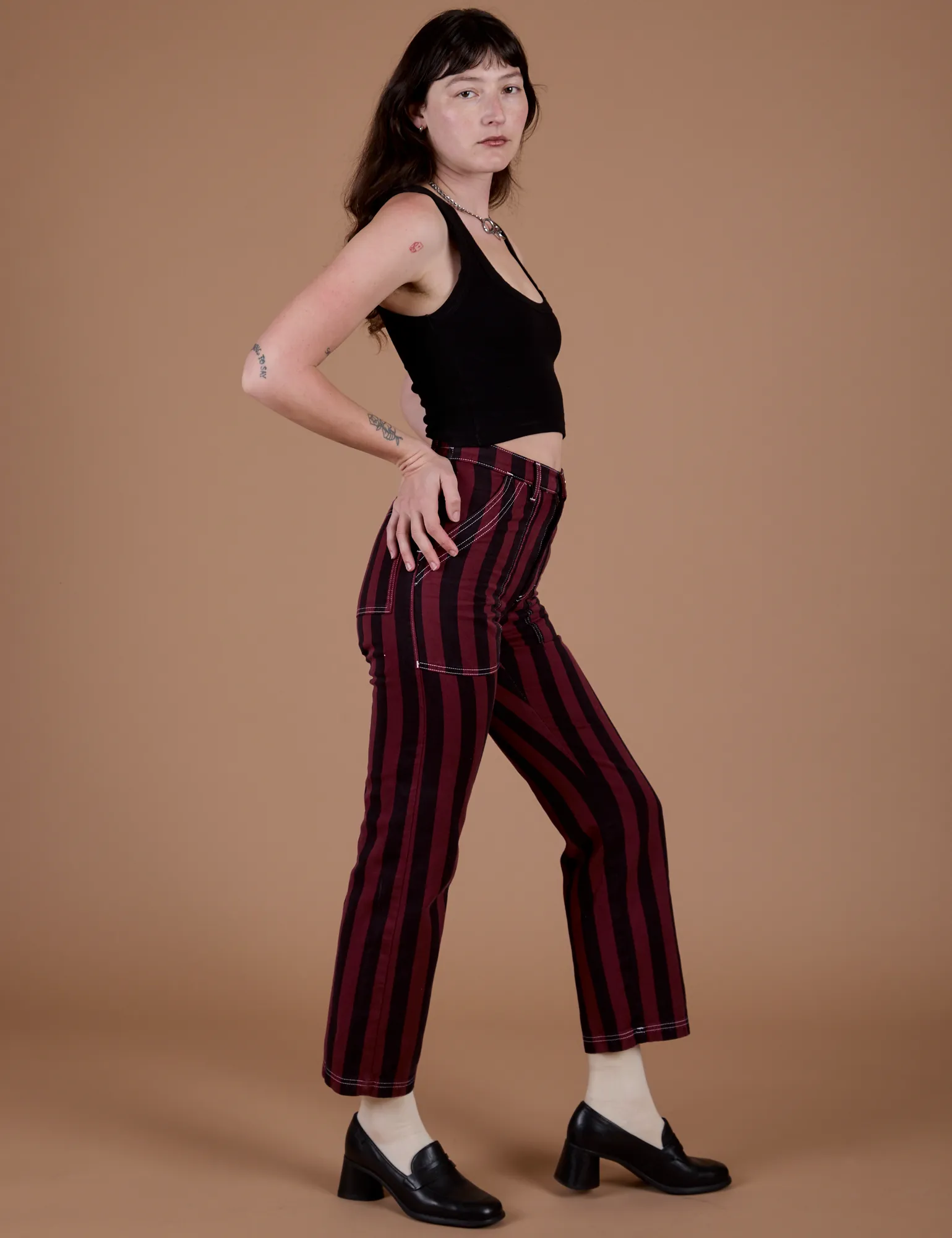 Black Stripe Work Pants - Red Wine sold by Big Bud Press product image thumbnail 5