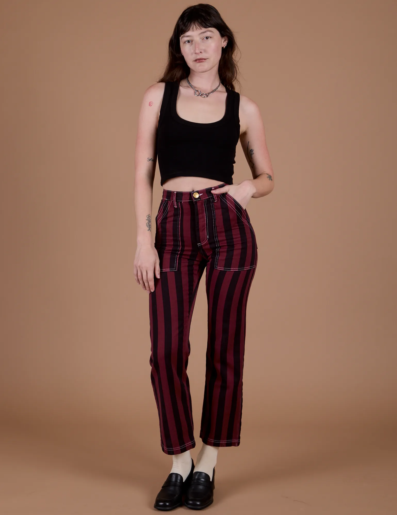 Black Stripe Work Pants - Red Wine sold by Big Bud Press product image thumbnail 3