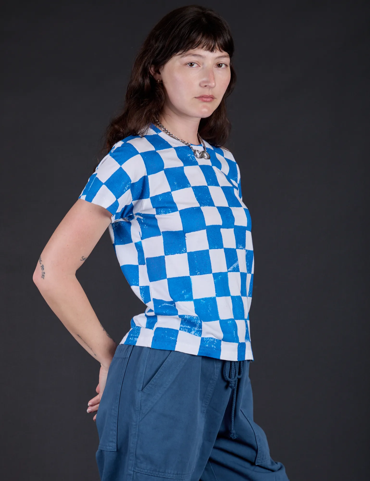 Checker Organic Tee - Blue *FINAL SALE* sold by Big Bud Press product image thumbnail 4