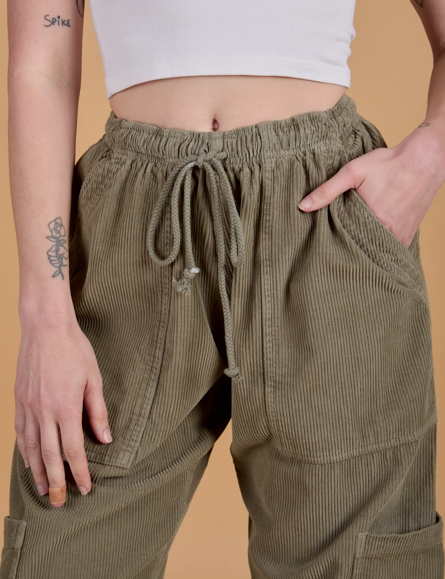 Corduroy Drop Pocket Cargo Pants - Khaki Grey sold by Big Bud Press product image thumbnail 4