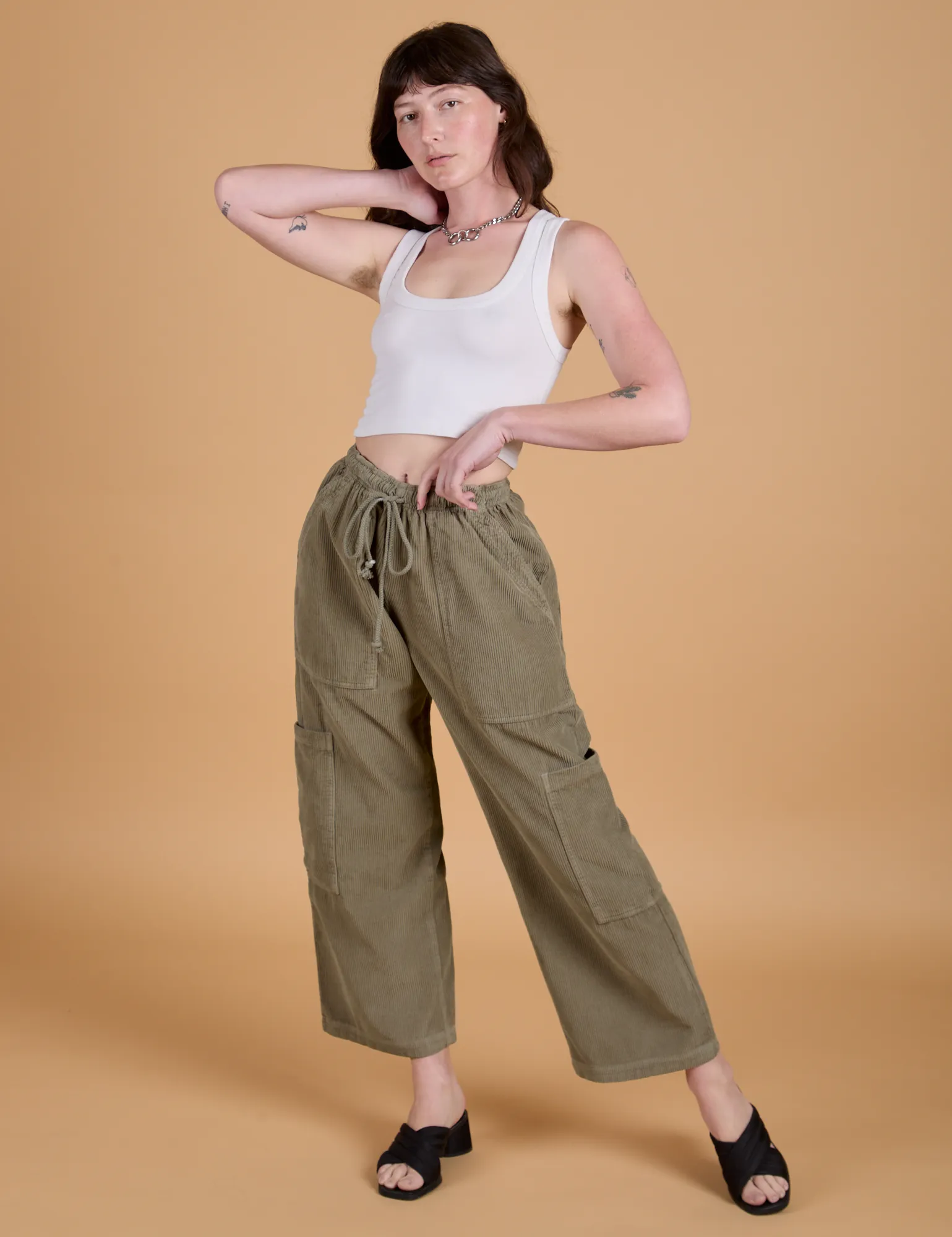 Corduroy Drop Pocket Cargo Pants - Khaki Grey sold by Big Bud Press product image thumbnail 3