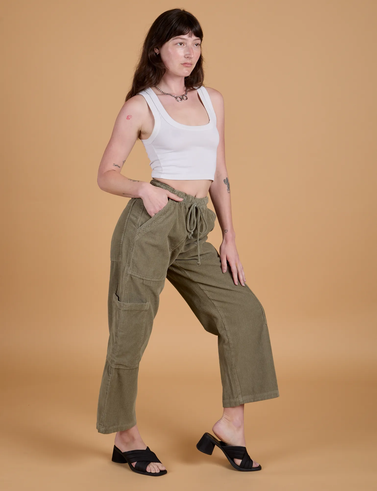 Corduroy Drop Pocket Cargo Pants - Khaki Grey sold by Big Bud Press product image thumbnail 5