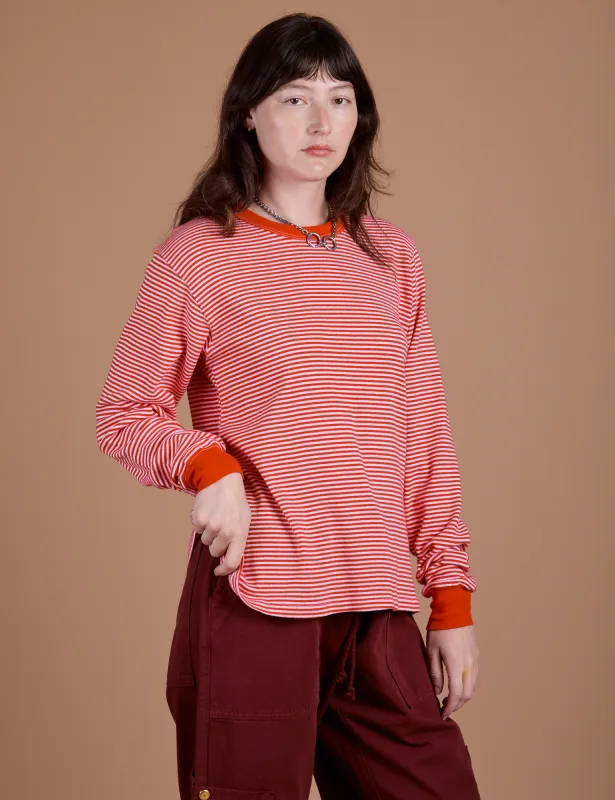 Long Sleeve Burly Tee - Red/White Stripe made by Big Bud Press