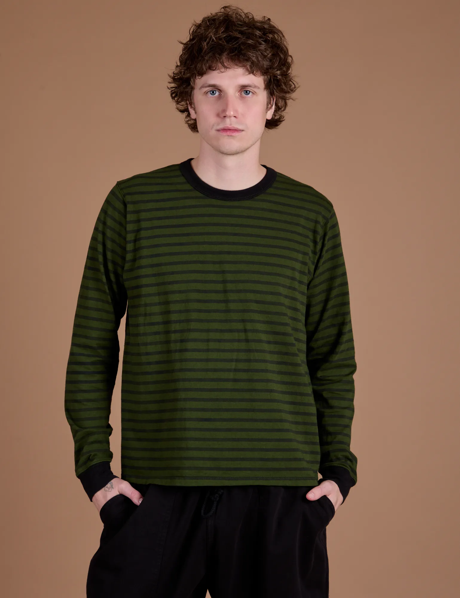 Long Sleeve Burly Tee - Evergreen/Black Stripe sold by Big Bud Press product image thumbnail 3