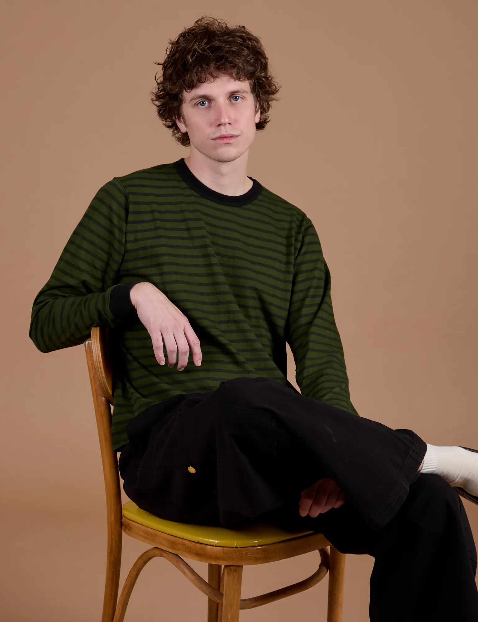 Long Sleeve Burly Tee - Evergreen/Black Stripe sold by Big Bud Press