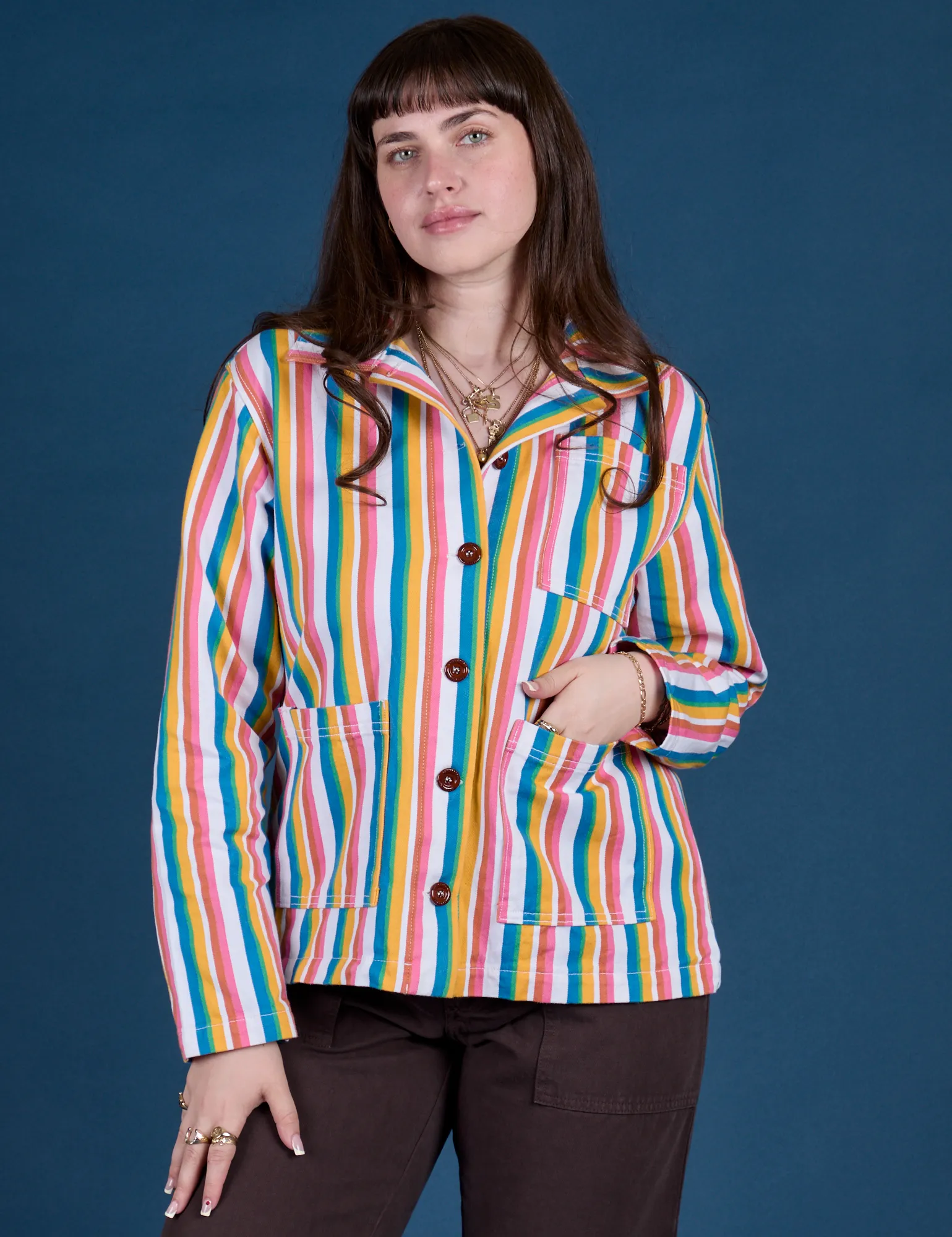 Stripe Work Jacket - Rainbow Stripe sold by Big Bud Press