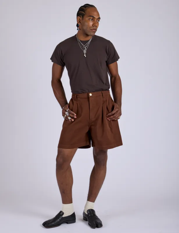 Pleated Trouser Shorts - Fudgesicle Brown made by Big Bud Press