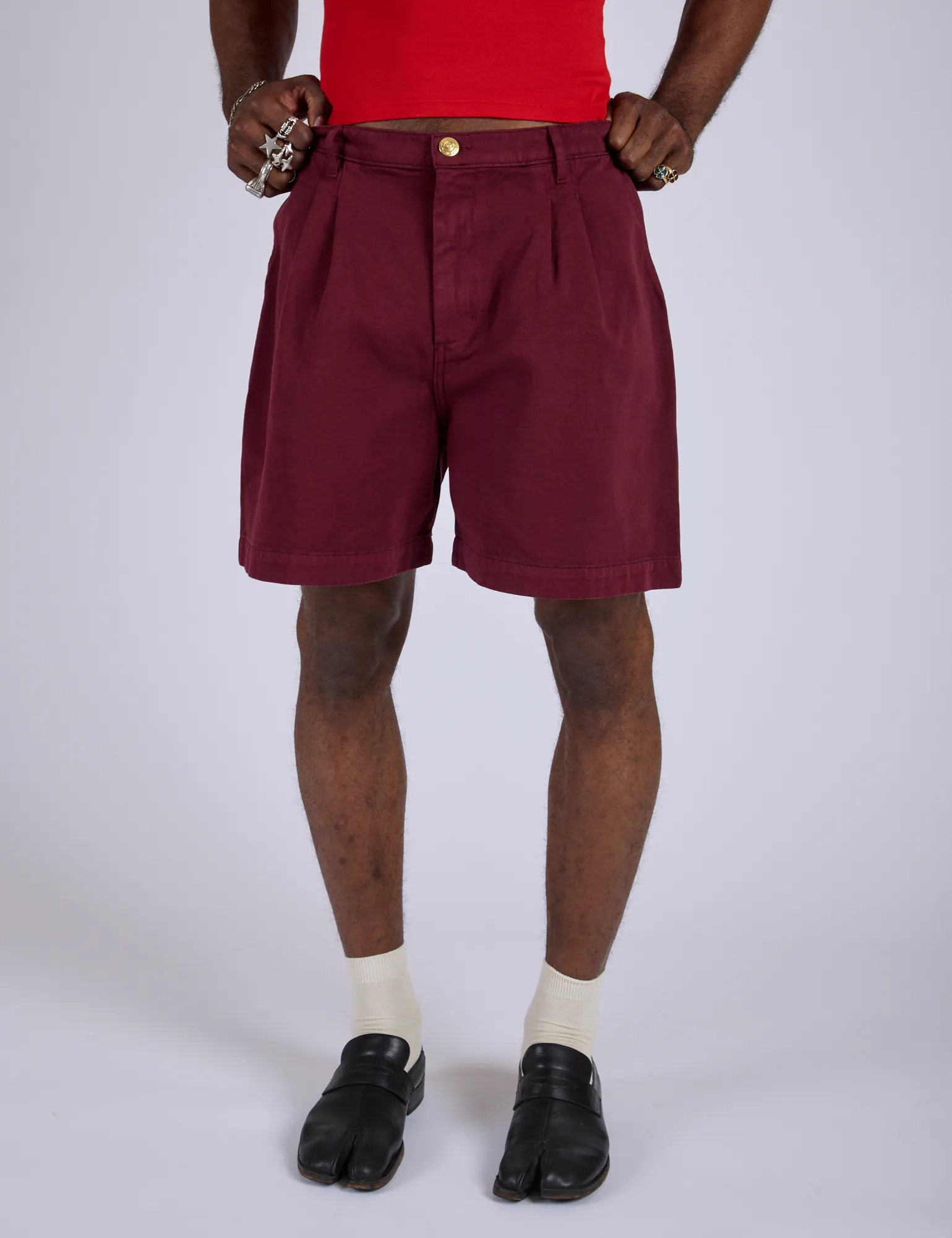 Pleated Trouser Shorts - Red Wine sold by Big Bud Press product image thumbnail 4