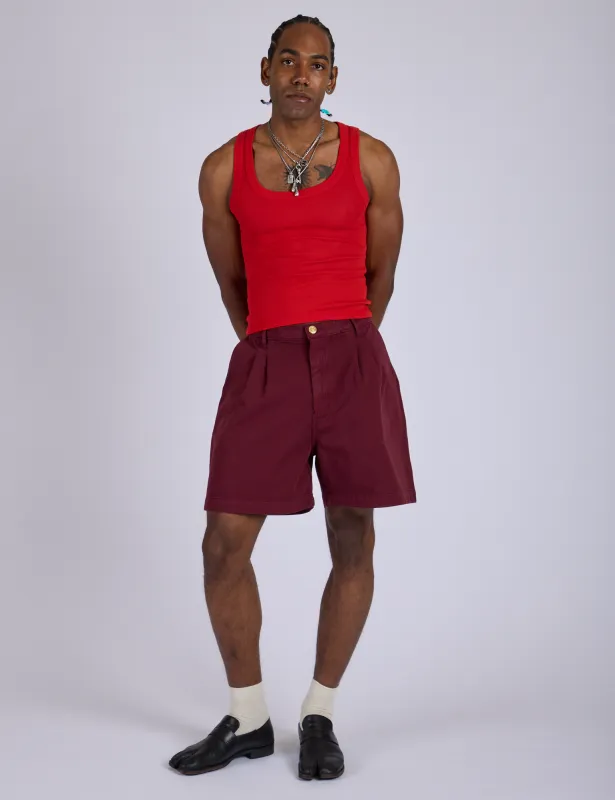 Pleated Trouser Shorts - Red Wine made by Big Bud Press