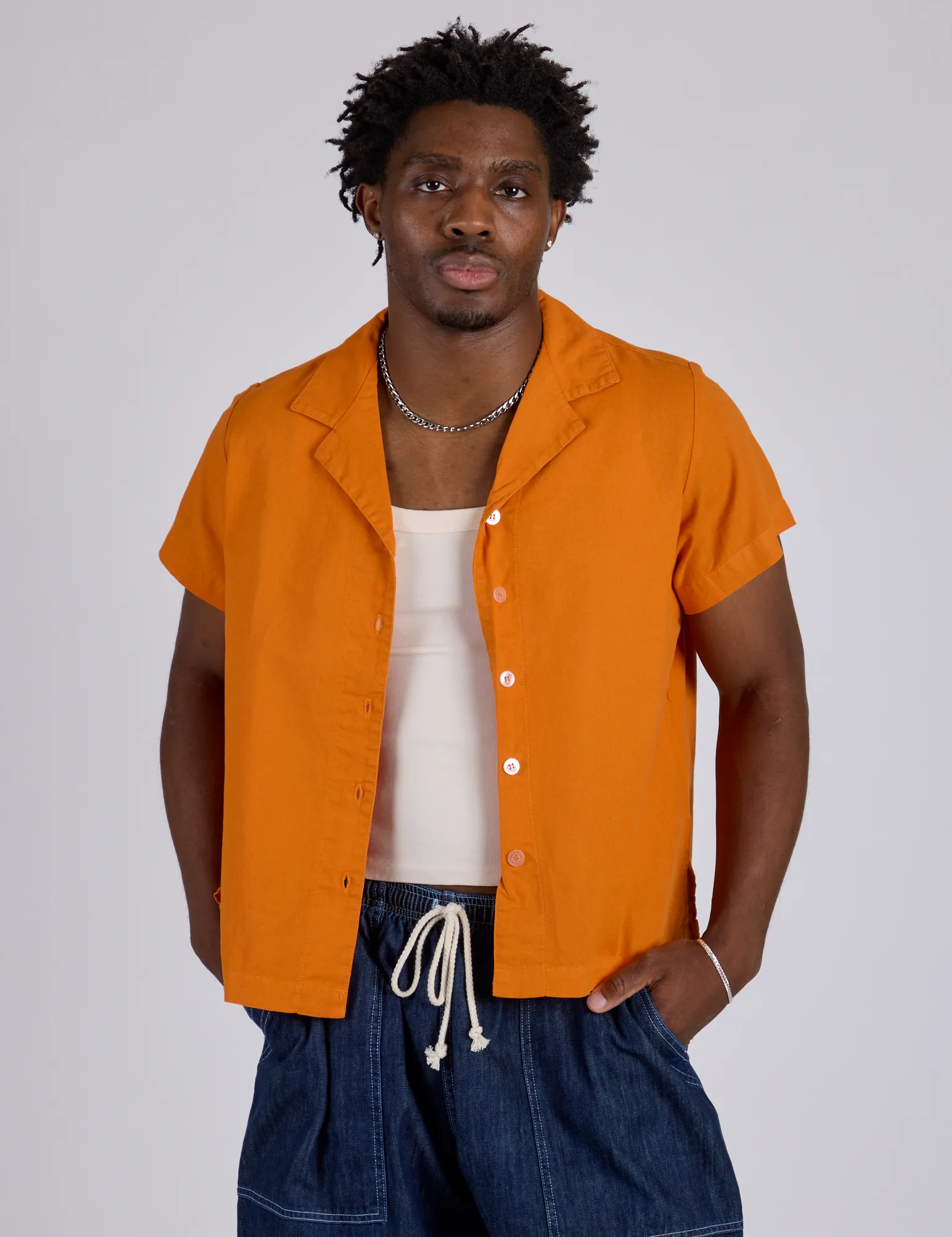 Pantry Button-Up - Creamsicle Orange sold by Big Bud Press
