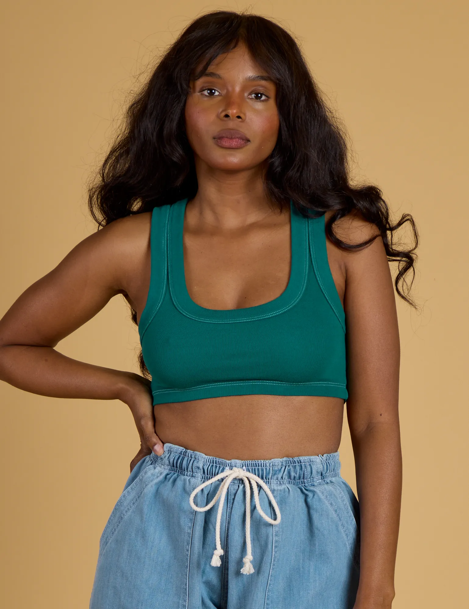 Contrast Stitch Mini Tank - Hunter Green *FINAL SALE* sold by Big Bud Press product image thumbnail 3