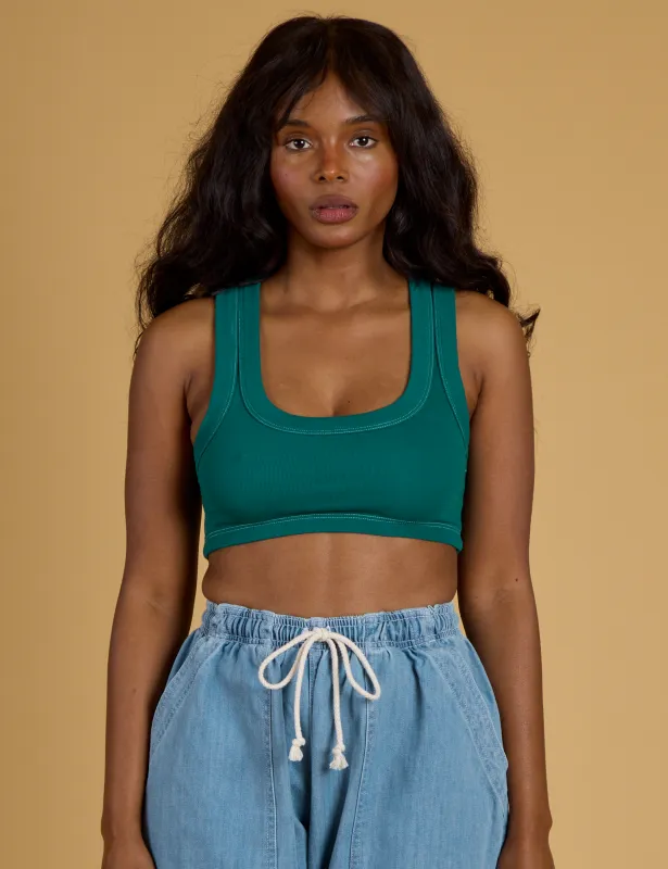 Contrast Stitch Mini Tank - Hunter Green *FINAL SALE* made by Big Bud Press