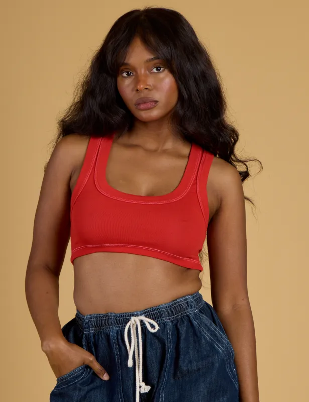 Contrast Stitch Mini Tank - Mustang Red *FINAL SALE* made by Big Bud Press