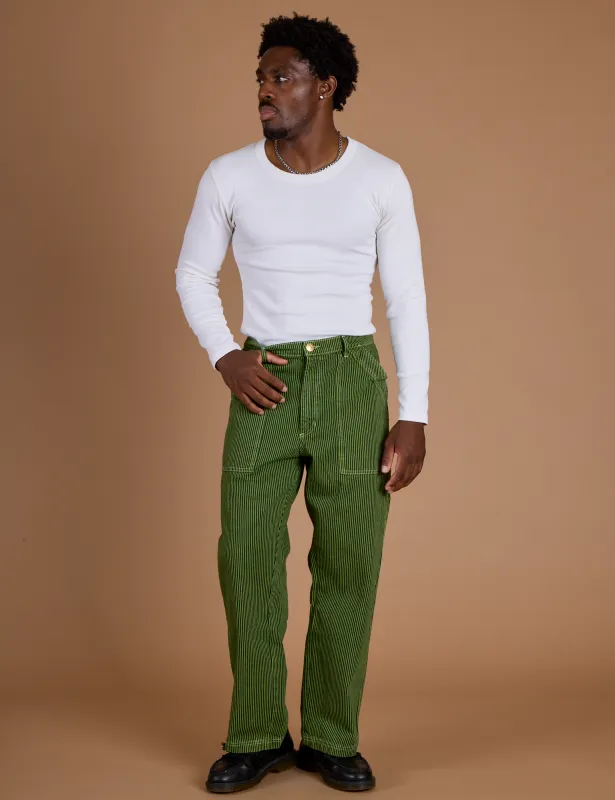 Railroad Denim Work Pants - Gross Green Overdye made by Big Bud Press
