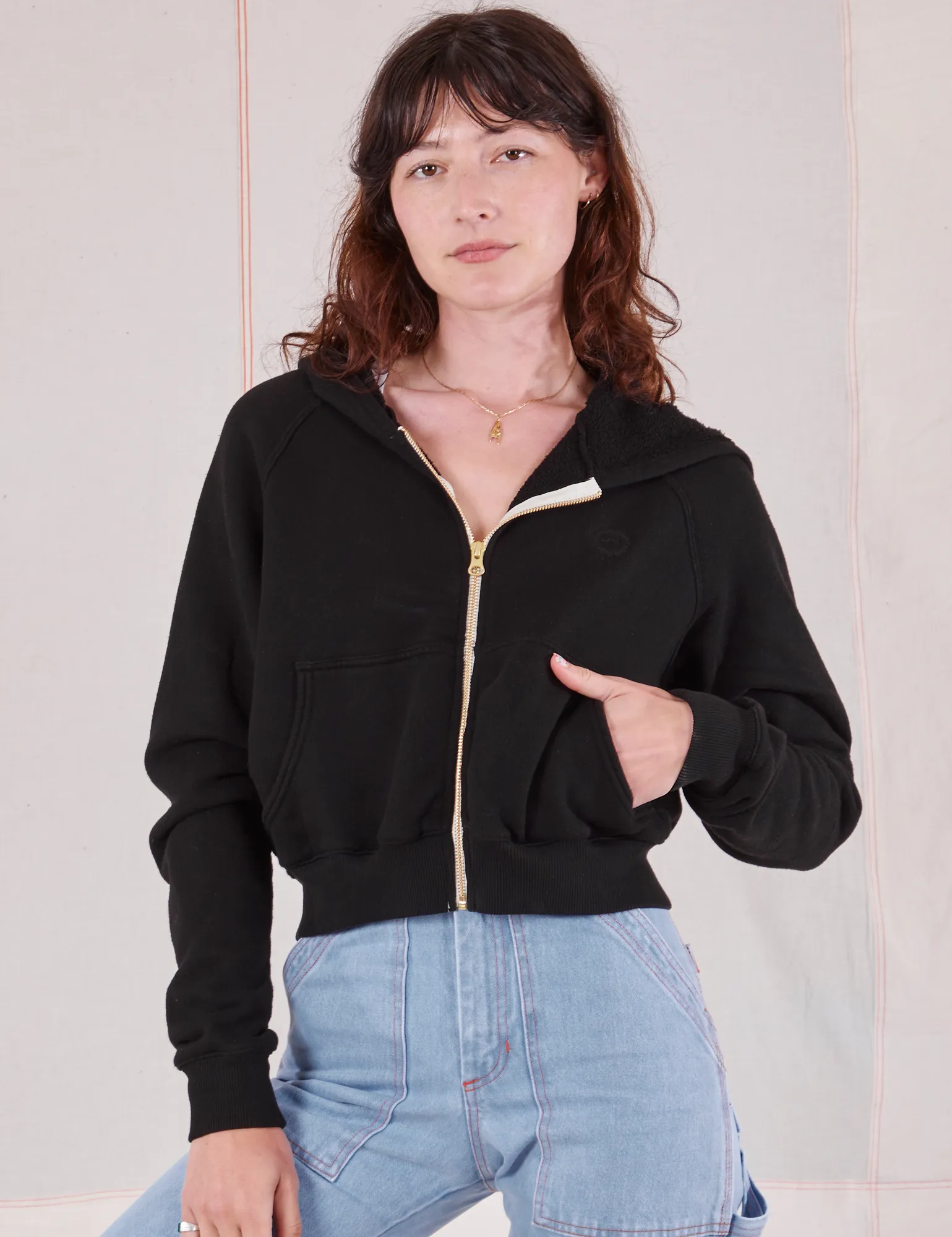 Cropped Zip Hoodie - Basic Black sold by Big Bud Press product image thumbnail 3