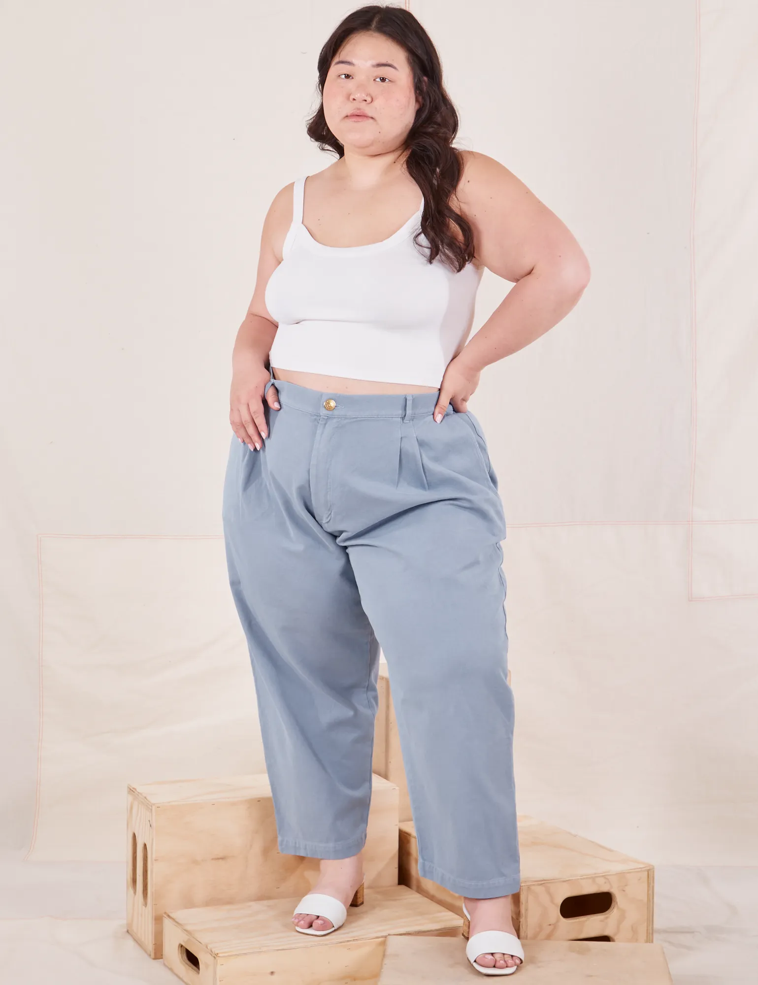 Organic Trousers - Periwinkle sold by Big Bud Press