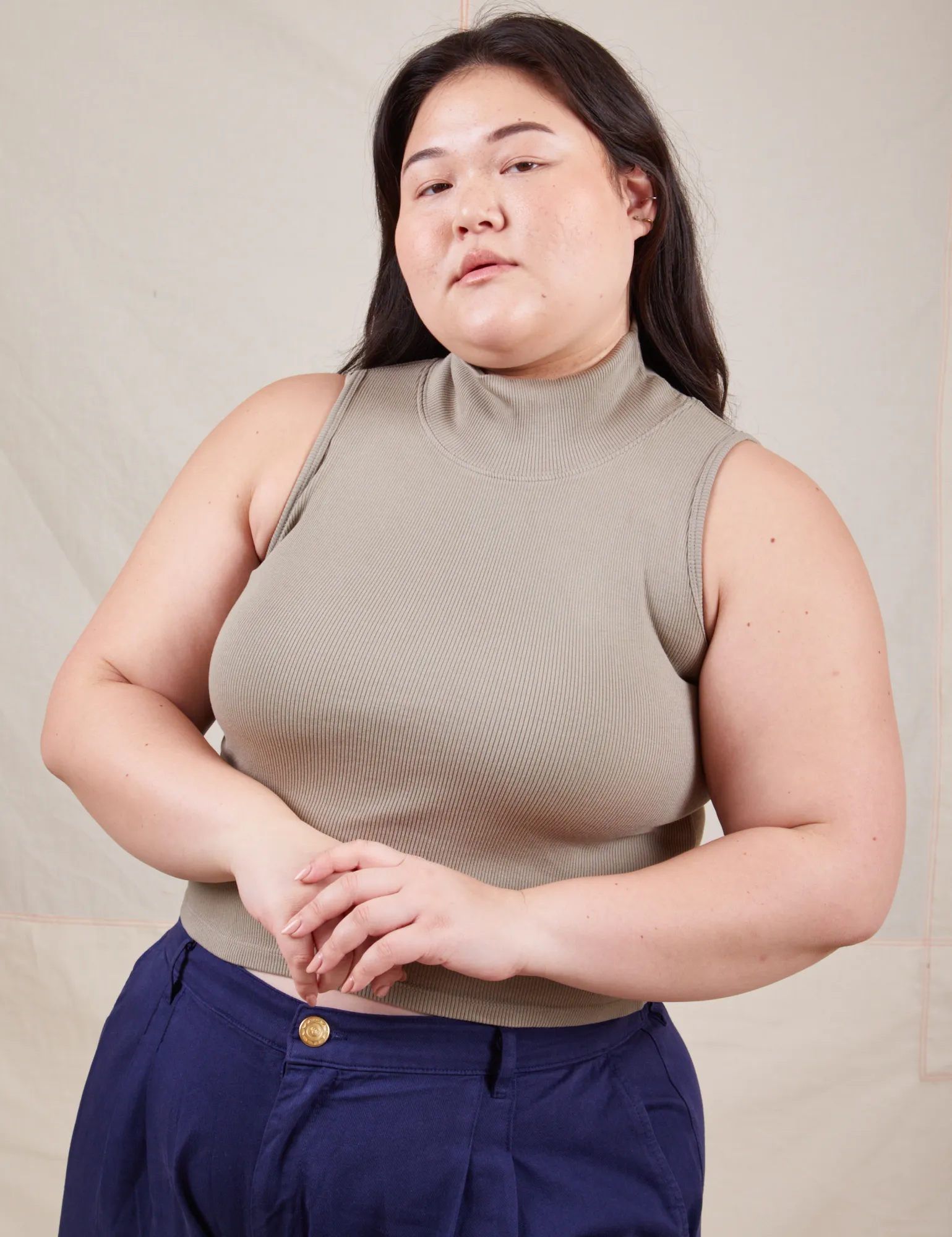 Sleeveless Essential Turtleneck - Khaki Grey *FINAL SALE* sold by Big Bud Press