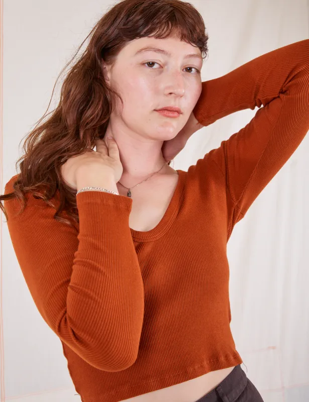 Long Sleeve V-Neck Tee - Burnt Terracotta *FINAL SALE* sold by Big Bud Press