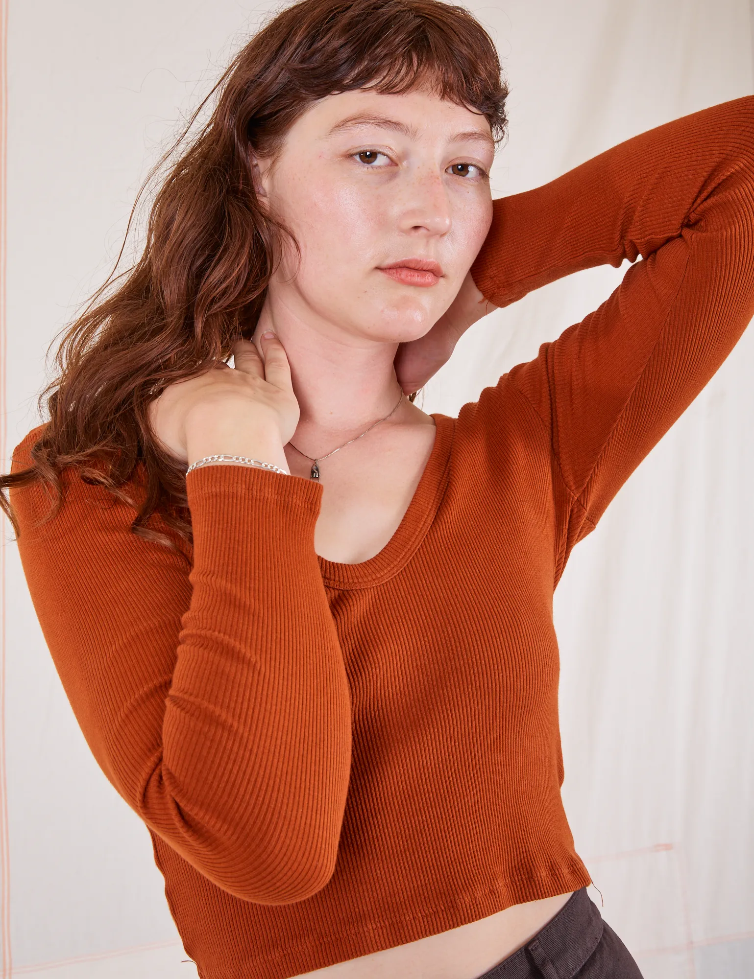 Long Sleeve V-Neck Tee - Burnt Terracotta *FINAL SALE* sold by Big Bud Press