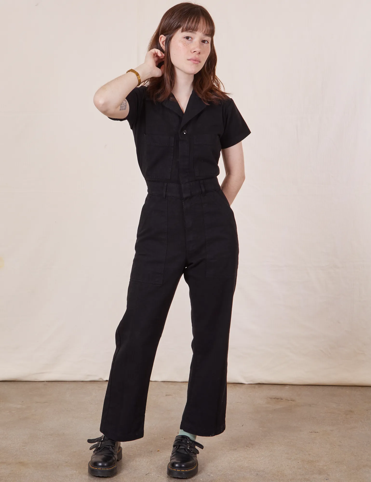 Petite Short Sleeve Jumpsuit - Basic Black sold by Big Bud Press