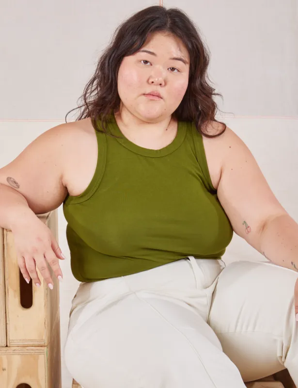 Racerback Tank - Summer Olive sold by Big Bud Press