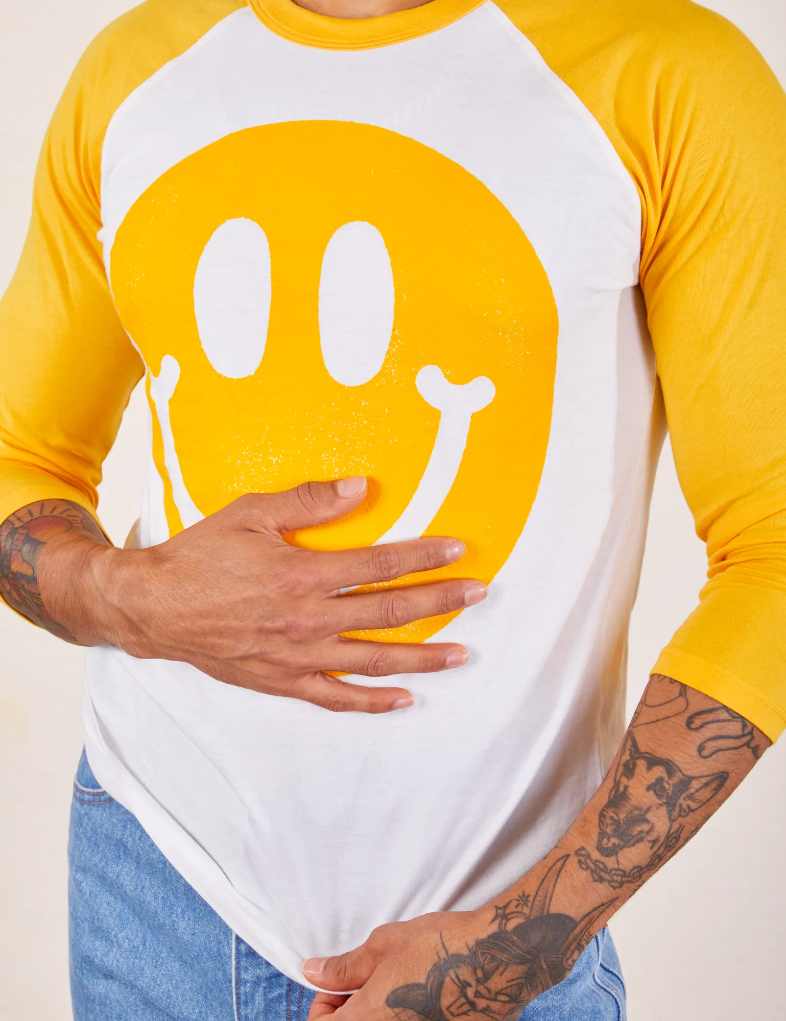 Paintstamp Smiley Raglan Tee sold by Big Bud Press product image thumbnail 4