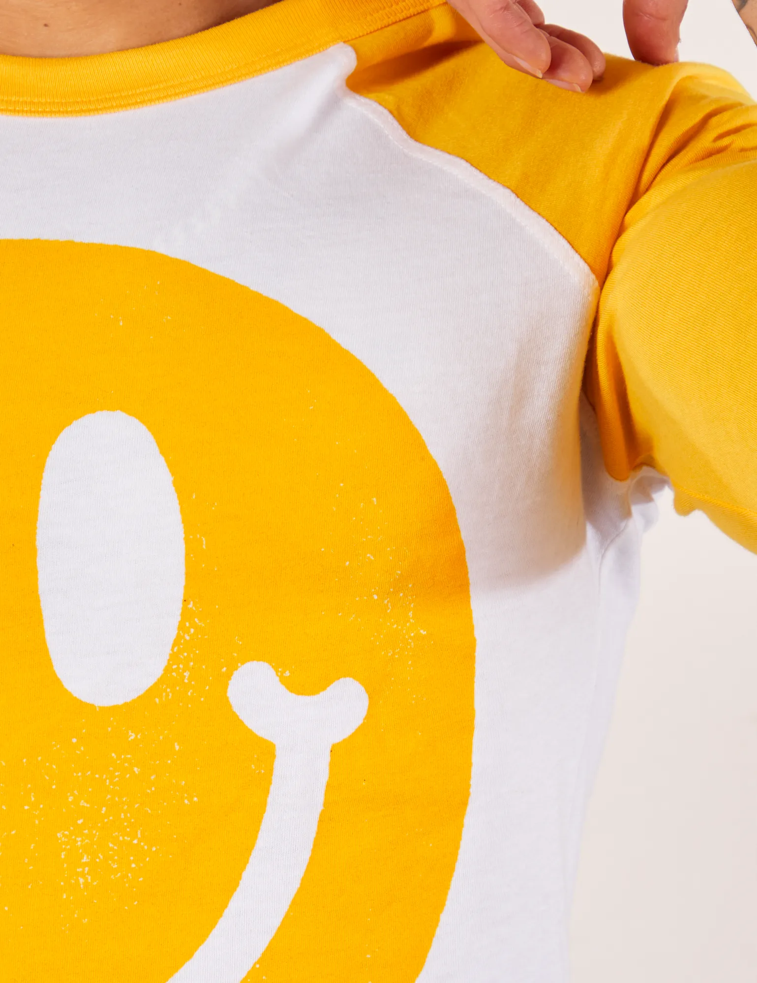 Paintstamp Smiley Raglan Tee sold by Big Bud Press product image thumbnail 5