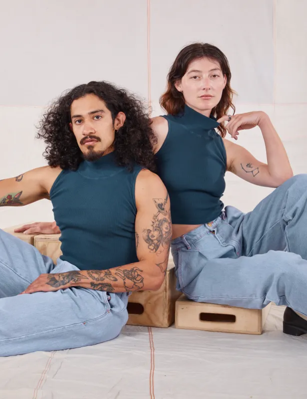 Sleeveless Essential Turtleneck - Lagoon sold by Big Bud Press