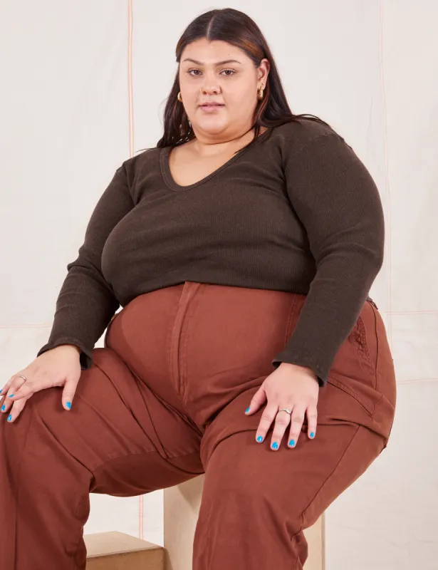 Long Sleeve V-Neck Tee - Espresso Brown *FINAL SALE* sold by Big Bud Press