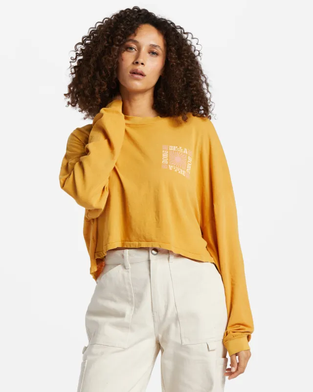 Beach Boyfriend Long Sleeve Crop Top - Golden Rays sold by Billabong