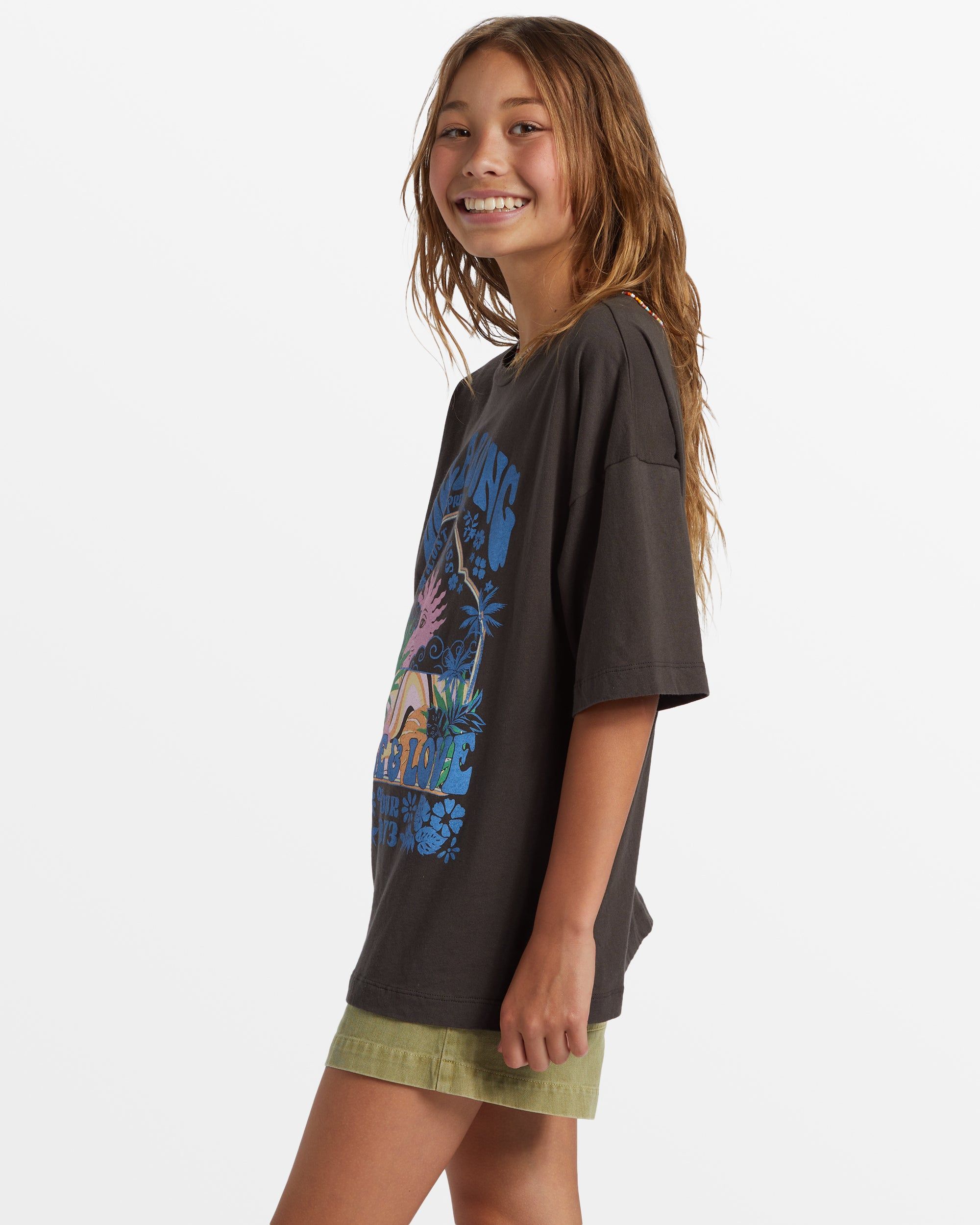 Girl's Lost In Bliss Oversized T-Shirt - Off Black sold by Billabong product image thumbnail 3