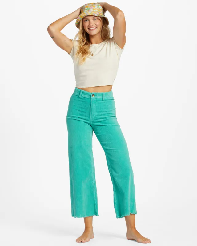 Free Fall High-Waist Corduroy Pants - Bright Lagoon sold by Billabong