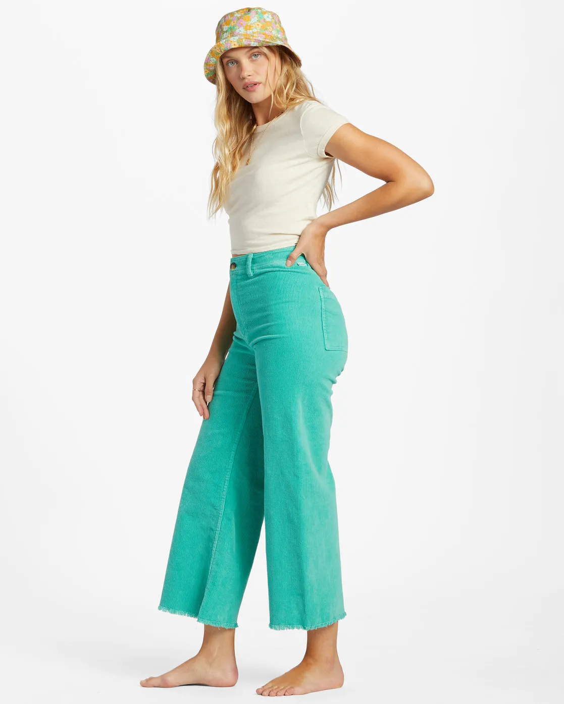 Free Fall High-Waist Corduroy Pants - Bright Lagoon sold by Billabong product image thumbnail 2