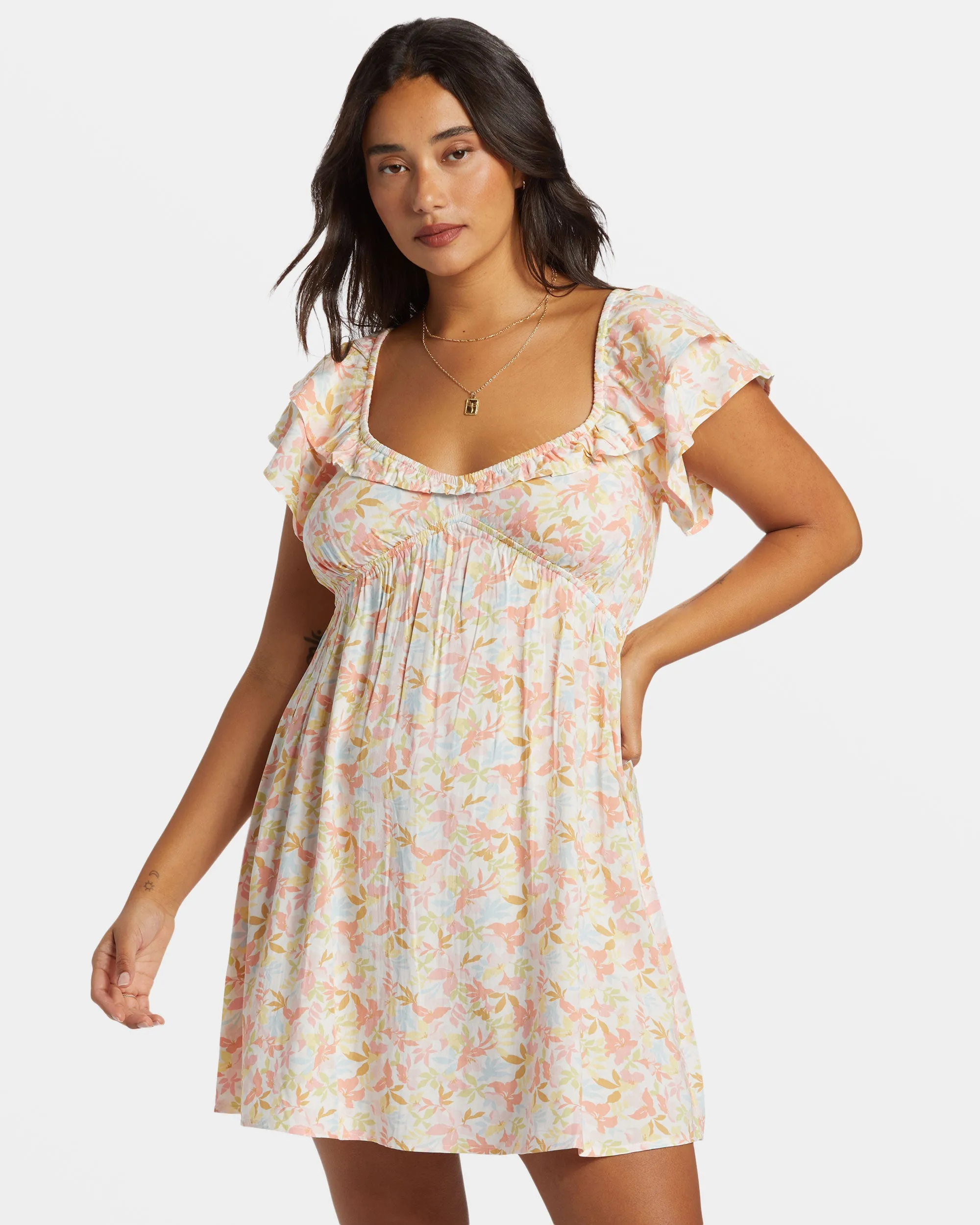 Enchant Me Mini Dress - Salt Crystal sold by Billabong