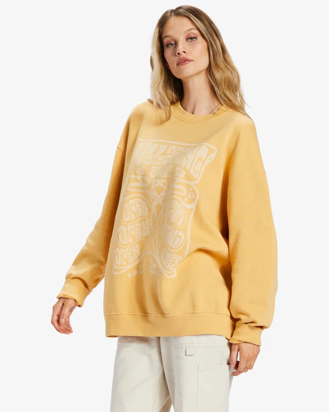 Ride In Oversized Crewneck Sweatshirt - Gold Coast sold by Billabong product image thumbnail 3