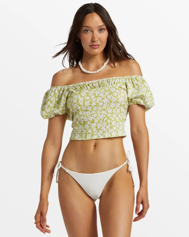 Flirt On Fitted Crop Top - Moss Joy sold by Billabong