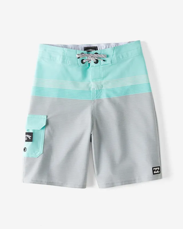Boys 2-7 All Day Heather Stripe Pro Boardshorts - Aqua sold by Billabong