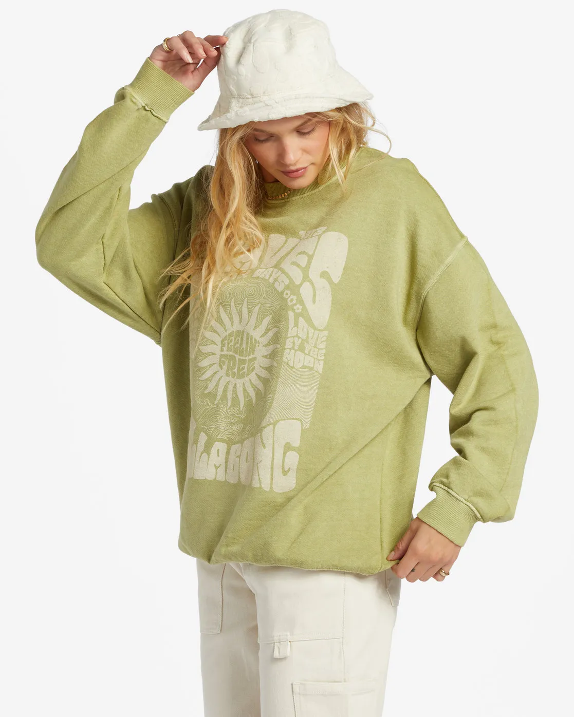 Ride In Oversized Crewneck Sweatshirt - Palm Green sold by Billabong product image thumbnail 2