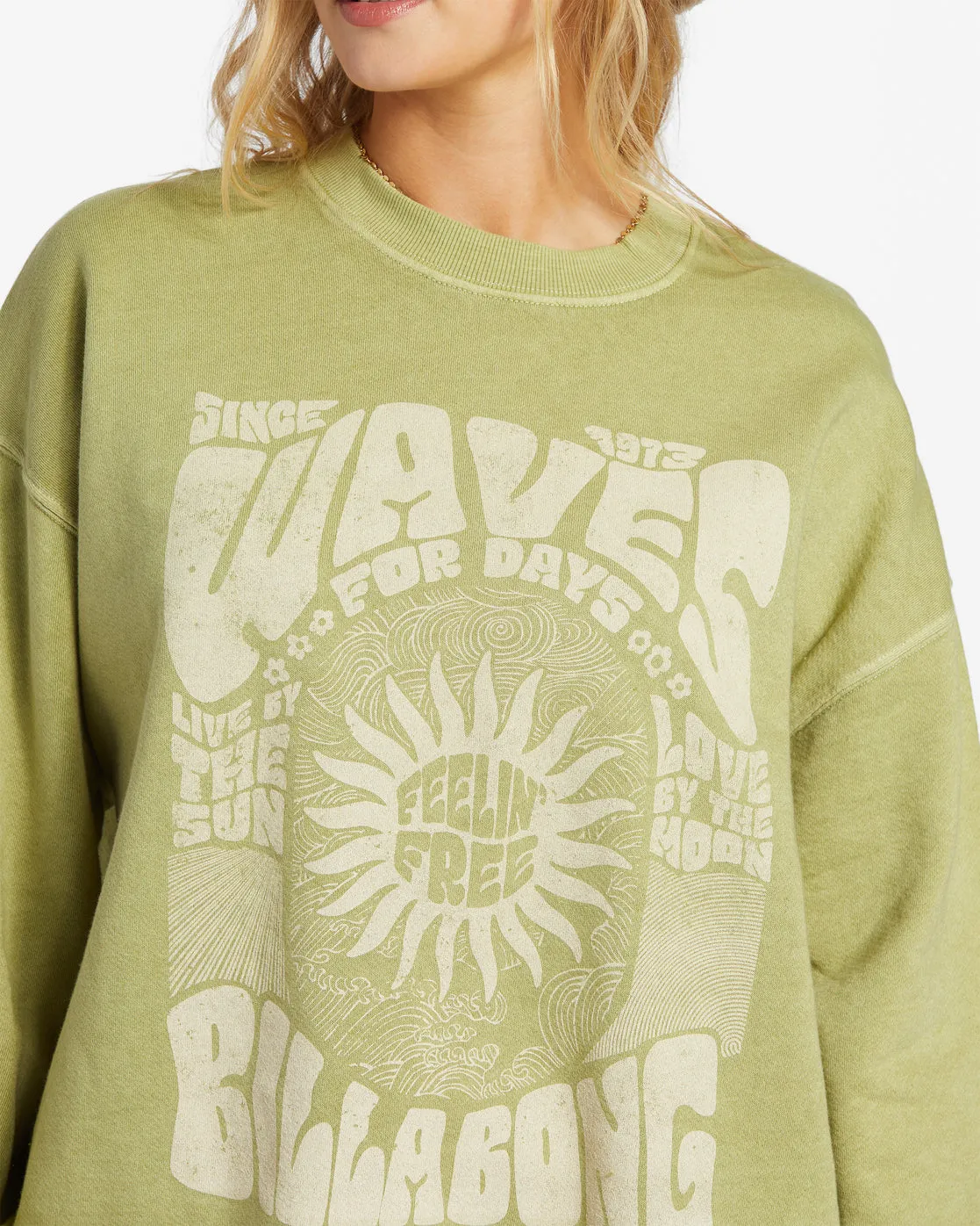 Ride In Oversized Crewneck Sweatshirt - Palm Green sold by Billabong product image thumbnail 4