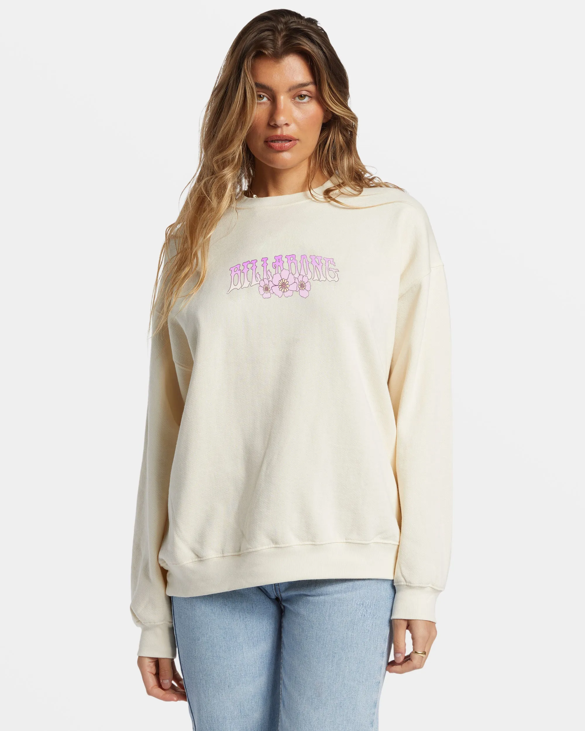 Ride In Oversized Crewneck Sweatshirt - White Cap 1 sold by Billabong product image thumbnail 3