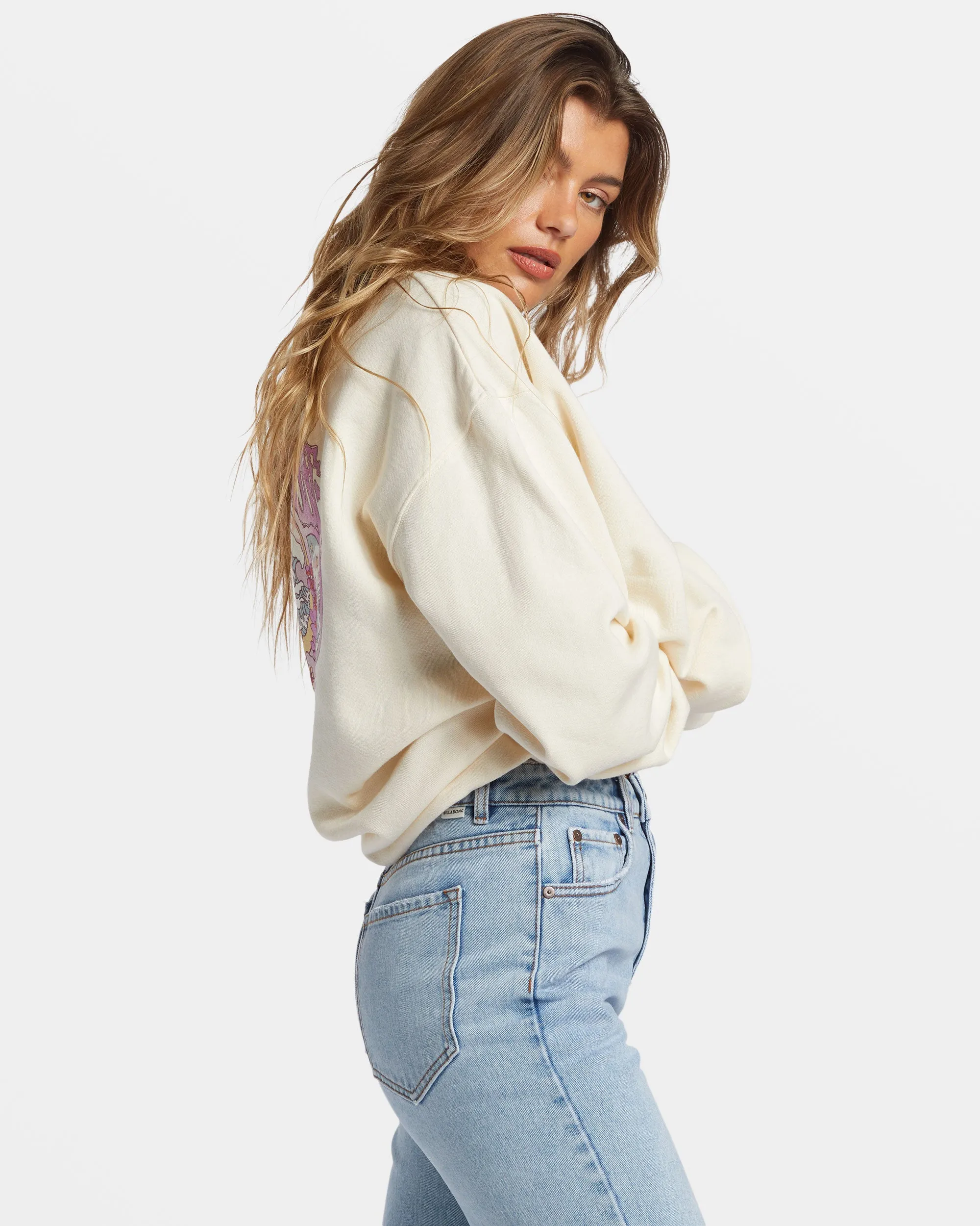 Ride In Oversized Crewneck Sweatshirt - White Cap 1 sold by Billabong product image thumbnail 5